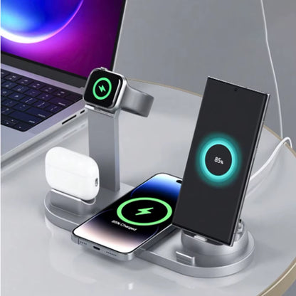 ChargeHub™ Pro 4-in-1 Wireless Dock – One Stand. Total Power. Zero Clutter