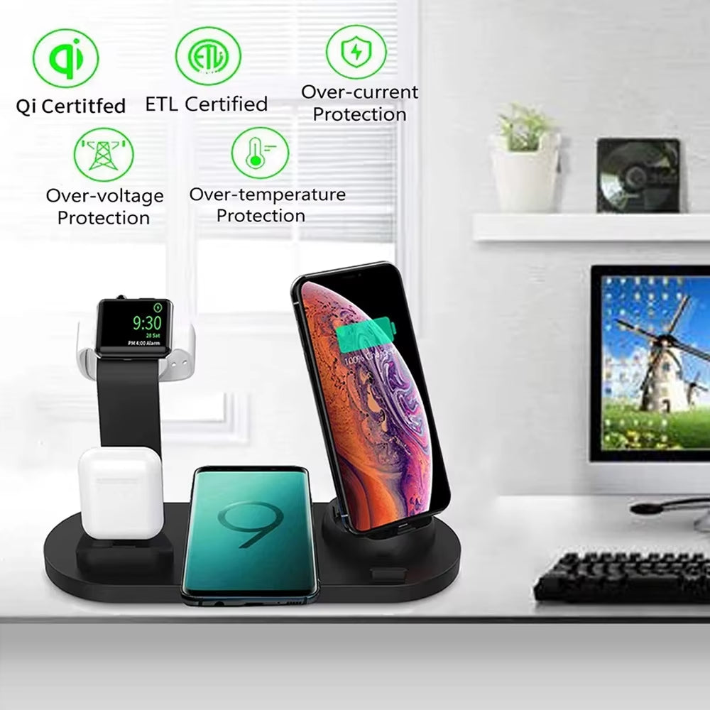 ChargeHub™ Pro 4-in-1 Wireless Dock – One Stand. Total Power. Zero Clutter
